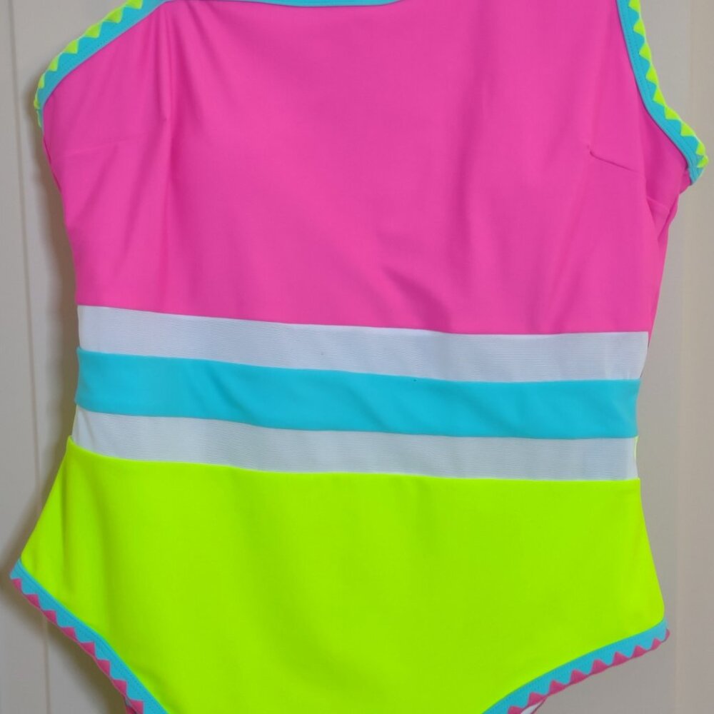 Vibrant Pink and Yellow Women's Swimsuit